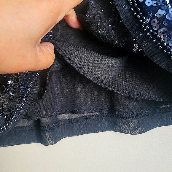 NWT Melanie Lyne Textured Sequins Chiffon Long Sleeve Top in Black Size… - Picture 8 of 13